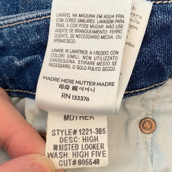 MOTHER High Waisted Looker Jeans Womens 28 Blue Medium Wash Distressed Stretch - Picture 10 of 11
